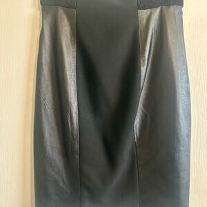 Tracy Reese Black Leather Panel Pencil Skirt